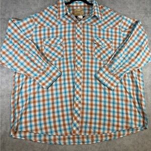 Wrangler Western Shirt Mens 3XL Big Plaid Pearl Snap Cowboy Rodeo Button Up